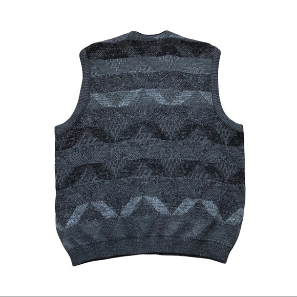 Vintage Retreat Mens Acrylic Knit Gray Grandpa Button Down Sweater Vest Large - Picture 4 of 4